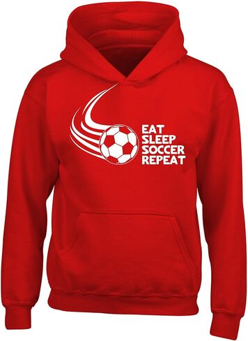FerociTees Kids Unisex Eat Sleep Soccer Repeat Boys Girls Hoodie in Kuwait