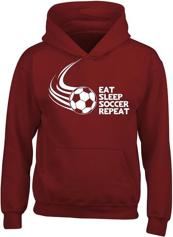 FerociTees Kids Unisex Eat Sleep Soccer Repeat Boys Girls Hoodie in Kuwait