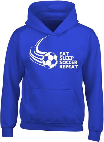 FerociTees Kids Unisex Eat Sleep Soccer Repeat Boys Girls Hoodie in Kuwait