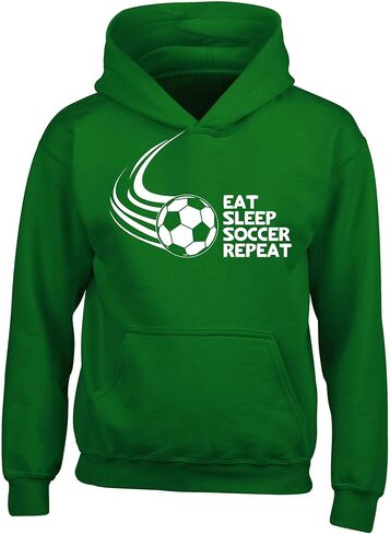 FerociTees Kids Unisex Eat Sleep Soccer Repeat Boys Girls Hoodie in Kuwait