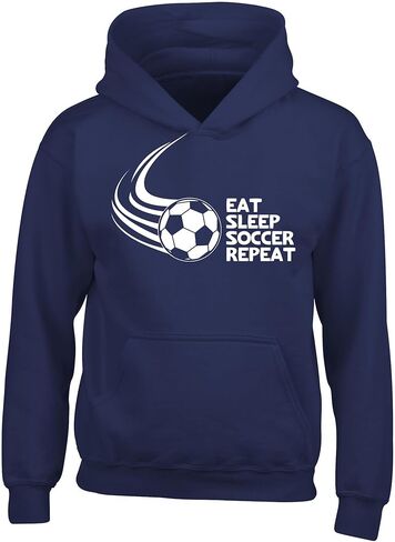 FerociTees Kids Unisex Eat Sleep Soccer Repeat Boys Girls Hoodie in Kuwait