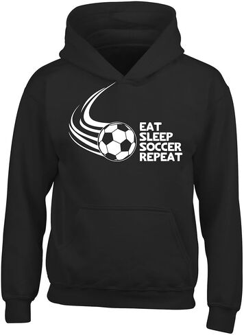 FerociTees Kids Unisex Eat Sleep Soccer Repeat Boys Girls Hoodie in Kuwait