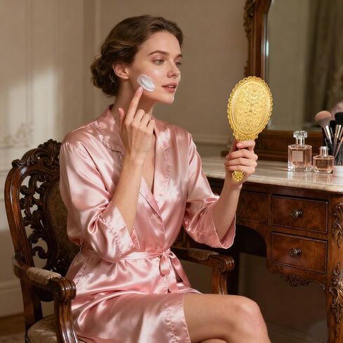 24 Pack Vintage Handheld Mirrors for Makeup, Gold Embossed Floral Portable Princess Mirror with Handle, Decorative Travel Cosmetic Purse Mirror for Women, Party Favors, Classroom in Kuwait