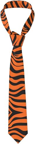 Tiger Stripes Orange Pattern Prints Men's Necktie - Premium Polyester Fiber Tie for Business, Weddings, and Parties, Black, One Size in Saudi Arabia