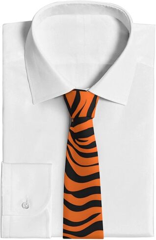 Tiger Stripes Orange Pattern Prints Men's Necktie - Premium Polyester Fiber Tie for Business, Weddings, and Parties, Black, One Size in Saudi Arabia