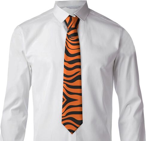 Tiger Stripes Orange Pattern Prints Men's Necktie - Premium Polyester Fiber Tie for Business, Weddings, and Parties, Black, One Size in Saudi Arabia
