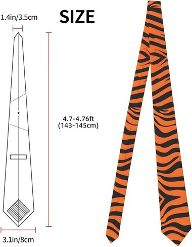 Tiger Stripes Orange Pattern Prints Men's Necktie - Premium Polyester Fiber Tie for Business, Weddings, and Parties, Black, One Size in Saudi Arabia