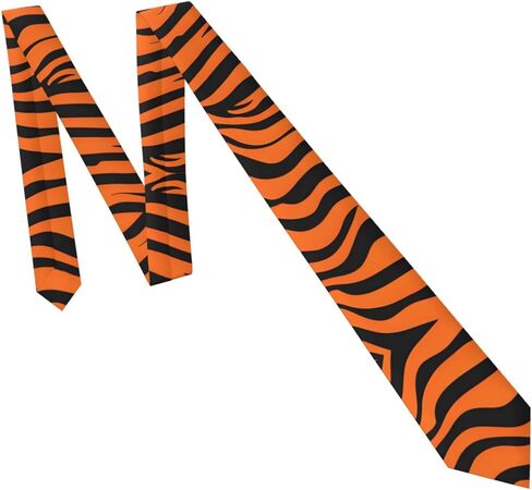 Tiger Stripes Orange Pattern Prints Men's Necktie - Premium Polyester Fiber Tie for Business, Weddings, and Parties, Black, One Size in Saudi Arabia