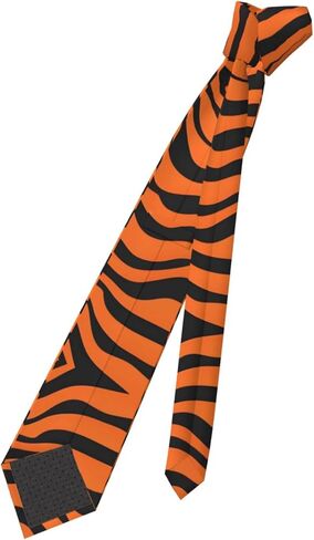 Tiger Stripes Orange Pattern Prints Men's Necktie - Premium Polyester Fiber Tie for Business, Weddings, and Parties, Black, One Size in Saudi Arabia