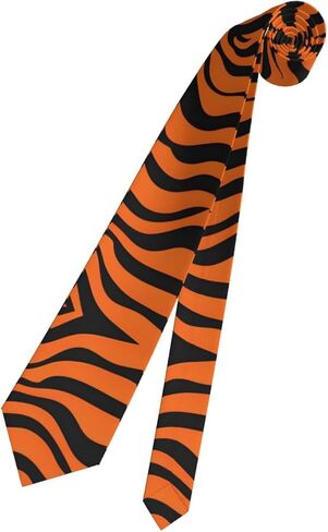 Tiger Stripes Orange Pattern Prints Men's Necktie - Premium Polyester Fiber Tie for Business, Weddings, and Parties, Black, One Size in Saudi Arabia