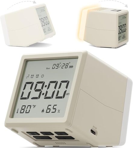 Digital Alarm Clock, with Battery Powered, Dimmable Night Light, Thermometer & Hygrometer, Desk & Bedside Clock for Bedroom, for Adults, Kids, Teens, Travel in Saudi Arabia