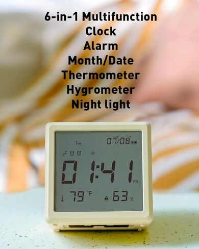 Digital Alarm Clock, with Battery Powered, Dimmable Night Light, Thermometer & Hygrometer, Desk & Bedside Clock for Bedroom, for Adults, Kids, Teens, Travel in Saudi Arabia