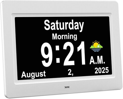 SSYA Dementia Clocks with Day and Date for Seniors,13 Alarms Custom Reminders, Extra Large Digital Calendar Clock for Elderly. (Black) in Saudi Arabia