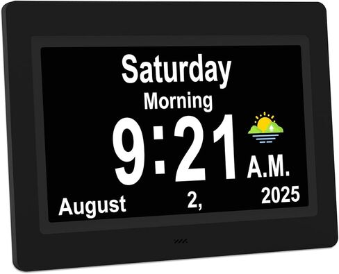 SSYA Dementia Clocks with Day and Date for Seniors,13 Alarms Custom Reminders, Extra Large Digital Calendar Clock for Elderly. (Black) in Saudi Arabia