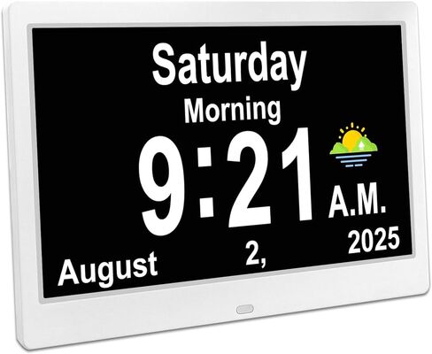 SSYA Dementia Clocks with Day and Date for Seniors,13 Alarms Custom Reminders, Extra Large Digital Calendar Clock for Elderly. (Black) in Saudi Arabia