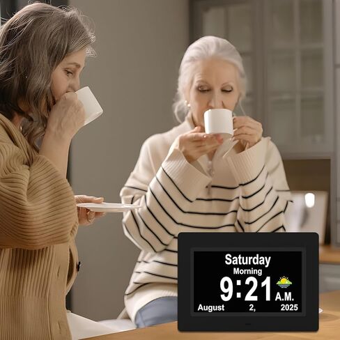 SSYA Dementia Clocks with Day and Date for Seniors,13 Alarms Custom Reminders, Extra Large Digital Calendar Clock for Elderly. (Black) in Saudi Arabia