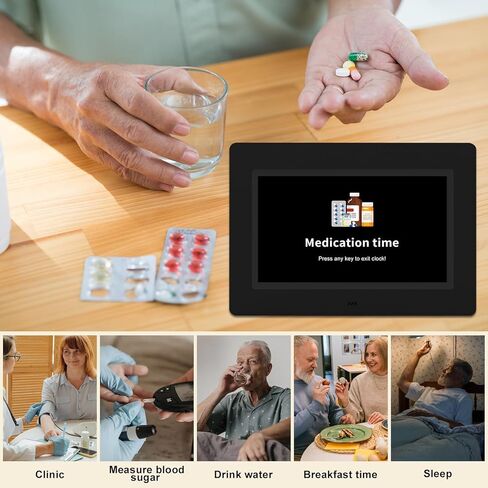 SSYA Dementia Clocks with Day and Date for Seniors,13 Alarms Custom Reminders, Extra Large Digital Calendar Clock for Elderly. (Black) in Saudi Arabia