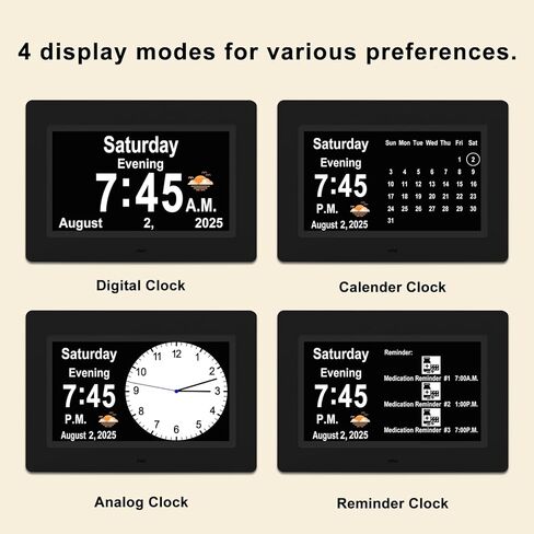 SSYA Dementia Clocks with Day and Date for Seniors,13 Alarms Custom Reminders, Extra Large Digital Calendar Clock for Elderly. (Black) in Saudi Arabia
