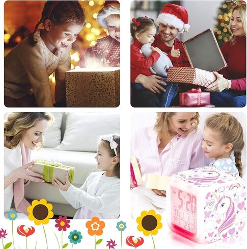 Kids Alarm Clocks, Unicorn Night Light Kids Alarm Clocks with 4 Sided Unicorn Pattern&9 Kinds of LED Glowing Wake Up Bedside Clock Gifts for Unicorn Room Decor for Girls Bedroom in Saudi Arabia