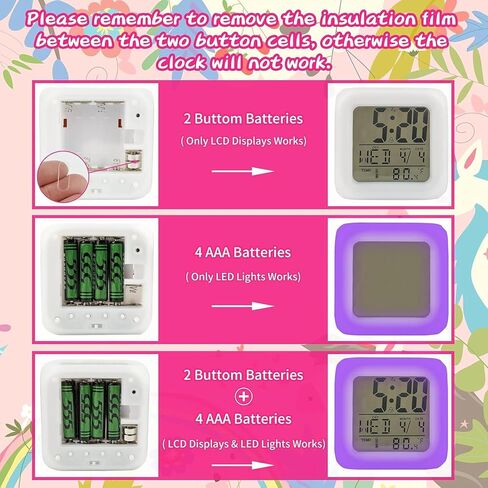 Kids Alarm Clocks, Unicorn Night Light Kids Alarm Clocks with 4 Sided Unicorn Pattern&9 Kinds of LED Glowing Wake Up Bedside Clock Gifts for Unicorn Room Decor for Girls Bedroom in Saudi Arabia