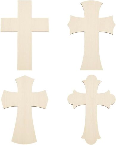 FINGERINSPIRE 4 Pcs 4 Styles Wooden Mosaic Base 9.8x6.6x0.2 inch Cross Shapes Mosaic Substrates for Sunday School Window Art Classroom Decorations Crafts Creative Art Projects in Saudi Arabia