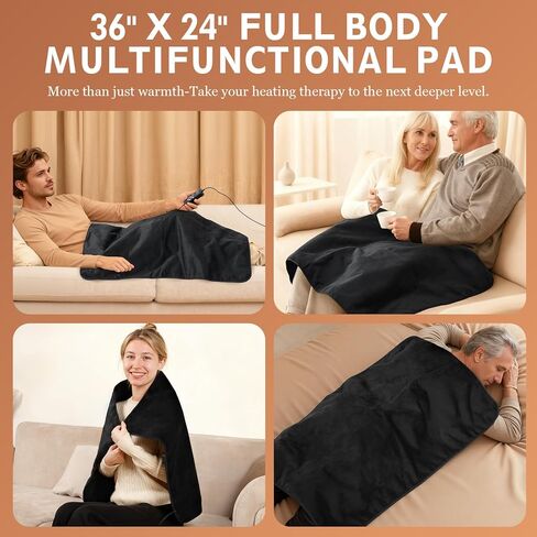 UTK 36" x 24" Extra Large Far Infrared Heating Pad, 5X Deeper Pain Relief for Neck Shoulder Back, Christmas Gifts for Mom Dad Women Men, Hotter to 140℉, 4H Auto Shut Off, Washable, Ultra-Soft in Saudi Arabia