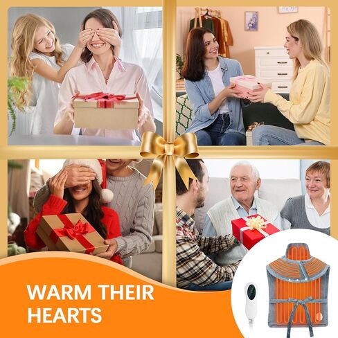 شال تسخين كهربائي مع جهاز تحكم عن بعد - 10 مستويات للحرارة، مؤقت 45/90/120 دقيقة، دفء 120 وات، فانيلا رمادية 60 × 84 سم، وسادات تدفئة للرقبة والظهر، سلك قابل للفصل، قابل للغسل in Kuwait