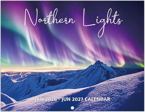 2025-2026 Calendar,Wall Calendar, Northern Lights Calendar from Jul 2025 - Dec 2026, 12" x 24" (Open), 18 Month Wall Calendar 2025-2026, Large Blocks, Thick Paper, Hanging Holes, Ample Writing Space in Saudi Arabia