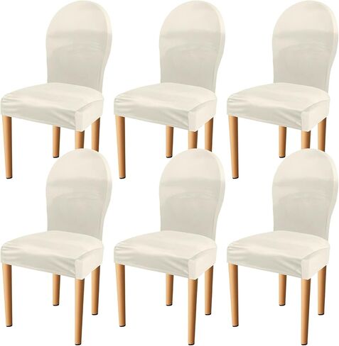 Tallew 6 Pcs Thick Velvet Chair Cover for Dining Set of 6 Stretch Slipcover Washable Parson Chair Protector Cover for Home Hotel Kitchen Dining Room Restaurant (Beige) in Saudi Arabia