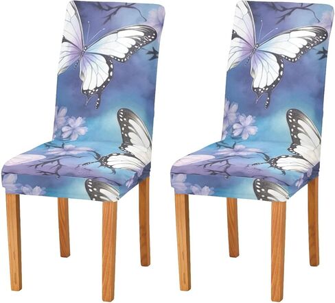 Christmas Blue Snowflake Dining Room Chair Covers Set of 4,Stretchable Removable Washable Spandex Kitchen Chair Protector Slipcovers for Restaurant,Hotel,Ceremony,Christmas,Festival Decoration in Saudi Arabia