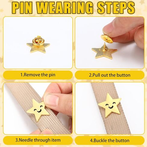 50 Set Gold Star Pins Bulk Gold Metal Y2k Motivational Pins Employee Appreciation Gift Include Golden Star Badge Lapel Brooch Pin Inspirational Greeting Cards and Bag Christmas Thank You Gift in Saudi Arabia
