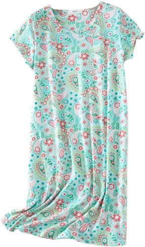 Women Cute Large Size Cotton Blend Sleep Dress Short Sleeve Round Neck Pajamas in Saudi Arabia