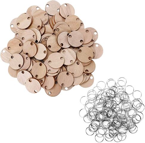 Joy-Leo 50 Heart Wooden Tags & 50 Metal Jump Rings, Used for Joy-Leo Wooden Family Birthday Reminder Calendar Board Wall Hanging and Wood Craft Projects, Model JL12 in Saudi Arabia
