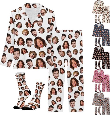 بيجامات شخصية مخصصة للحيوانات الأليفة أطقم بيجامات للوجه للنساء والرجال مطابقة بيجامة عيد الميلاد بلوزات وسراويل هدايا عيد الحب in Kuwait