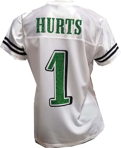 Custom Womens Blinged Football White Mesh Jersey Jalen Hurts Size XX-Large 2XL XXL in Saudi Arabia
