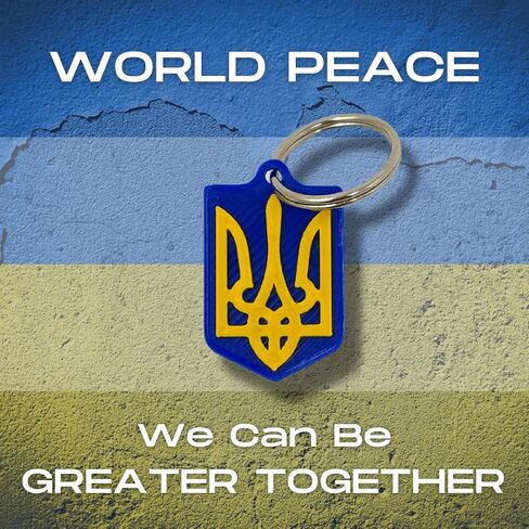 FRESHe Ukraine Trident Coat of Arms Keychain 2-Pack - Show your Support for Ukraine - Hard Plastic Decorative Keychain in Saudi Arabia