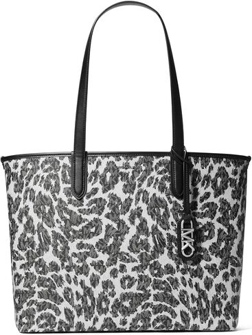 Michael Kors Eliza Extra-Large Tote Bag, Silver-Tone Hardware/Black/Leopard in Saudi Arabia
