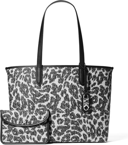 Michael Kors Eliza Extra-Large Tote Bag, Silver-Tone Hardware/Black/Leopard in Saudi Arabia