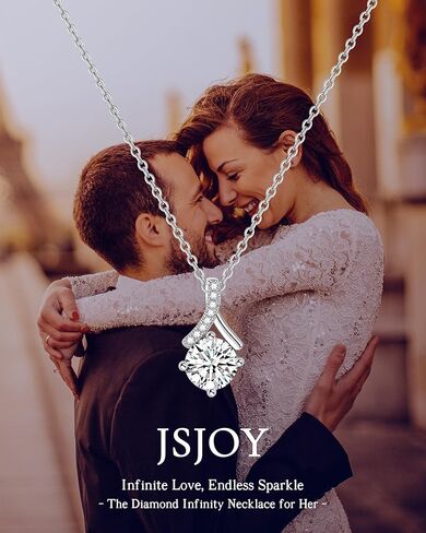 jsjoy قلادة من الفضة الاسترليني للنساء، 0.5/1/3ct جولة قطع زركونيا قلادة هدايا الزفاف التسجيل القلائد الماس للنساء خطوبة عيد ميلاد هدايا عيد الأم لأختها أمي in Kuwait