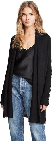 White & Warren Women's Essential Trapeze Robe, Black, S in Saudi Arabia