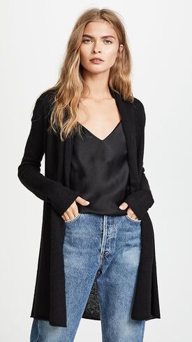 White & Warren Women's Essential Trapeze Robe, Black, S in Saudi Arabia