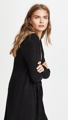 White & Warren Women's Essential Trapeze Robe, Black, S in Saudi Arabia