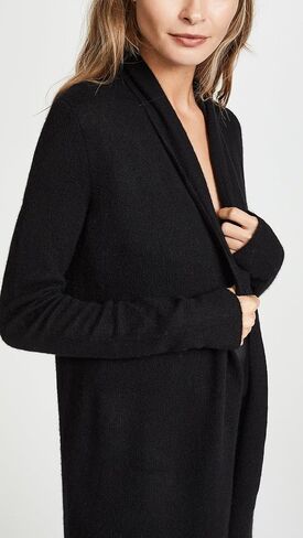 White & Warren Women's Essential Trapeze Robe, Black, S in Saudi Arabia