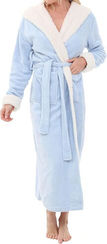 Alexander Del Rossa Sherpa Robes for Women Long, Womens Robes Long Hooded Bathrobes for Women, Plus Size Robe, Light Blue, X-Large in Saudi Arabia
