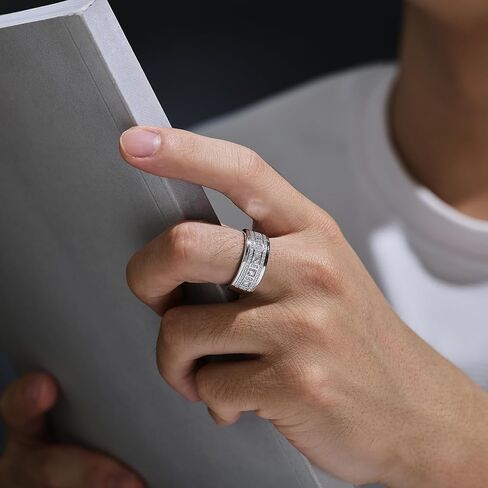 D Color VVS1 Moissanite Rings for Men 925 Sterling Silver Mens Wedding Band Promise Engagement Round Size 9-12 in Saudi Arabia