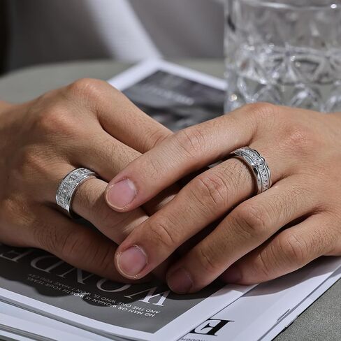 D Color VVS1 Moissanite Rings for Men 925 Sterling Silver Mens Wedding Band Promise Engagement Round Size 9-12 in Saudi Arabia