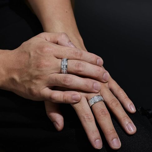 D Color VVS1 Moissanite Rings for Men 925 Sterling Silver Mens Wedding Band Promise Engagement Round Size 9-12 in Saudi Arabia