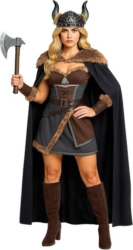 Morph Warrior Viking Costume Women Barbarian Womens Viking Costume Adult Warrior Halloween Costumes for Women in Saudi Arabia