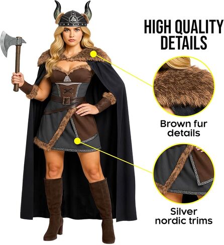 Morph Warrior Viking Costume Women Barbarian Womens Viking Costume Adult Warrior Halloween Costumes for Women in Saudi Arabia