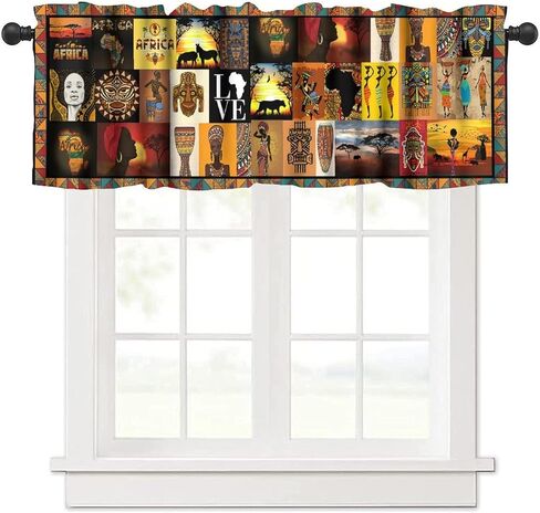 African Tribal Window Valance Curtain African Mud Cloth Pattern Abstract Geometric Ethnic Traditional Window Treatment Valances for Kitchen Dinning Living Room Bedroom 54x18inch in Kuwait